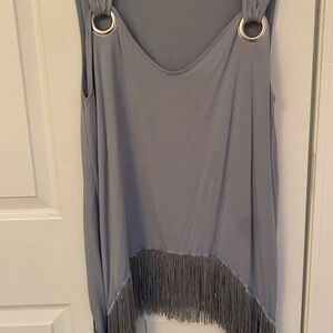 VENUS blue Fringe Tank Top